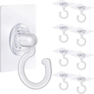 jetec 9 pieces adhesive ceiling hooks white under cabinet hooks plastic heavy duty adhesive hooks utility hooks for ceiling hanging sticky ceiling hooks for kitchen bathroom bedroom wall hooks holder