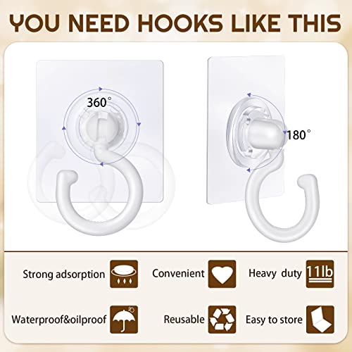 Jetec 9 Pieces Adhesive Ceiling Hooks White Under Cabinet Hooks Plastic Heavy Duty Adhesive Hooks Utility Hooks for Ceiling Hanging Sticky Ceiling Hooks for Kitchen Bathroom Bedroom Wall Hooks Holder