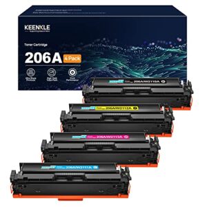 206a toner cartridge 4 pack - compatible 206a toner cartridge replacement for hp 206a 206x w2110a (no chip) compatible with color laserjet pro mfp m255dw mfp m283fdw mfp m283cdw m282nw printer toner