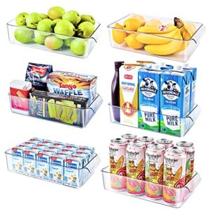 refrigerator organizer bins, redmond 6pcs fridge organizers and storage clear stackable for kitchen, pantry, refrigerator, cabinets, freezer, 12.3" long (6 small)