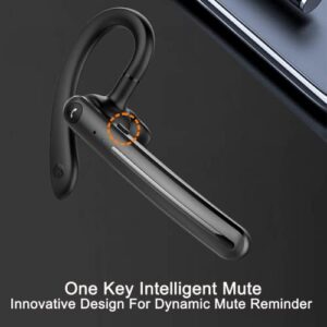 IHAO Single Ear Wireless Bluetooth Earphone Noise Cancelling Stereo Dual HD Mic Headphone Earpiece 16Hrs Hands-Free Calling in-Ear Headset Painless Firm Wear for Driving/Business/Office/Trucker