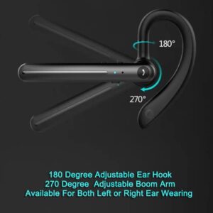 IHAO Single Ear Wireless Bluetooth Earphone Noise Cancelling Stereo Dual HD Mic Headphone Earpiece 16Hrs Hands-Free Calling in-Ear Headset Painless Firm Wear for Driving/Business/Office/Trucker