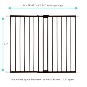 Toddleroo by North States Baby Gate for Stairs: Easy Swing & Lock Series 2 Child Gate, Fits Openings 28.68"-47.85" Wide. Safety Latch, Hardware Mount. Child Gates for Doorways (31" Tall, Matte Bronze)