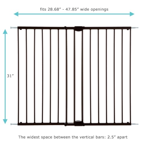 Toddleroo by North States Baby Gate for Stairs: Easy Swing & Lock Series 2 Child Gate, Fits Openings 28.68"-47.85" Wide. Safety Latch, Hardware Mount. Child Gates for Doorways (31" Tall, Matte Bronze)