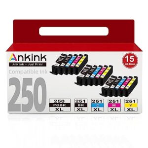 (15 pack canon pgi-250xl cli-251xl compatible ink cartridge replacement for canon 250 251 xl pgi250 cli251 pixma mx922 ip7220 mg5520 mg5420 ix6820 ip8720 mg7520 printer (pgbk bk cyan magenta yellow)