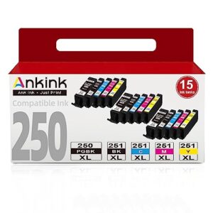 (15 Pack Canon PGi-250XL CLi-251XL Compatible Ink Cartridge Replacement for Canon 250 251 XL pgi250 cli251 PIXMA MX922 IP7220 MG5520 MG5420 IX6820 IP8720 MG7520 Printer (PGBK Bk Cyan Magenta Yellow)