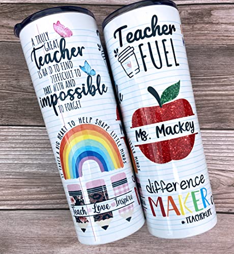 20 oz Personalized Teacher Gift, Teacher Tumbler, Teacher Gifts, Teacher Life Cup, Teacher Apple Gift, Teacher Appreciation Cup