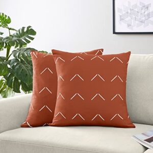 Sweet Jojo Designs Boho Arrow Decorative Accent Throw Pillows - Set of 2 - Ivory Burnt Rust Orange Off White Farmhouse Southwest Shabby Chic Designer Chevron Neutral Bohemian Diamond Tuft Collection