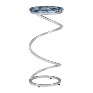 powell silver blue agate top nora spiral drink table