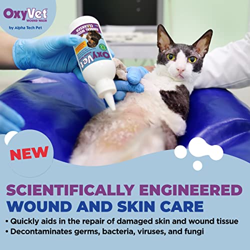 OxyVet Wound Wash for Dogs | Excellent Cleansing Agent | Non-Irritating to Skin and Eyes Wound Cleanser | Non-Staining Wound and Skin Care | 16 Fl Oz Pet First Aid Spray Bottle