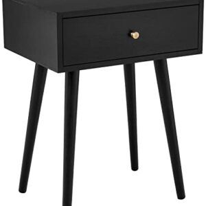 Decor Therapy Mid Century 1-Drawer Wood Side Table, 23.5" x 18" x 14", Black