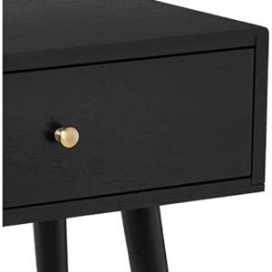 Decor Therapy Mid Century 1-Drawer Wood Side Table, 23.5" x 18" x 14", Black