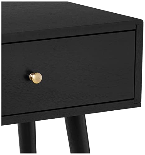 Decor Therapy Mid Century 1-Drawer Wood Side Table, 23.5" x 18" x 14", Black