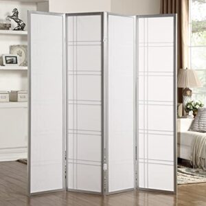 Monta 70"x70" 4-Panel Double Cross Folding Room Divider, Silver