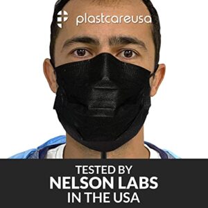 PlastCare USA 100 4-Ply ASTM Level 3 Black Disposable Face Masks