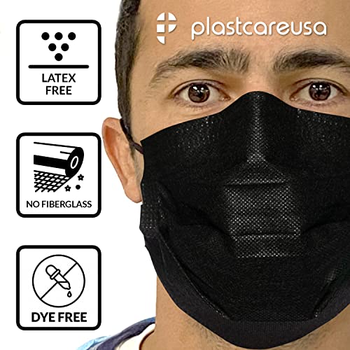 PlastCare USA 100 4-Ply ASTM Level 3 Black Disposable Face Masks