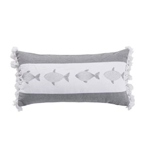 levtex home freeport decorative pillow (12x24in.) - fish - white and grey