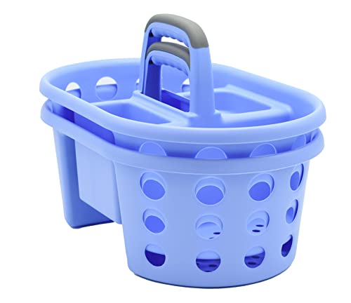 SIMPLYKLEEN 2-Pack Plastic Shower Caddy Bathroom Storage Organizer, Craft Organizer, School Supplies, Teacher Organizer with handle Periwinkle Made in the USA