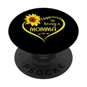 happiness is being a momma cute sunflower heart mommy to be popsockets swappable popgrip