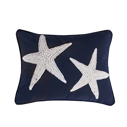 Levtex Home Cerralvo Decorative Pillow (14x18in.) - Embroidered Starfish - White and Navy