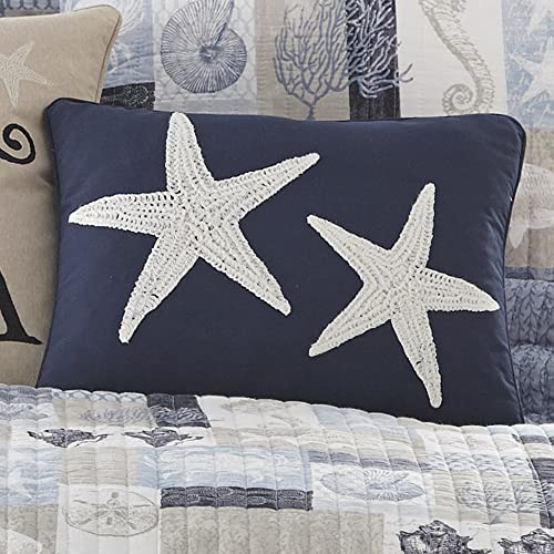 Levtex Home Cerralvo Decorative Pillow (14x18in.) - Embroidered Starfish - White and Navy