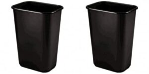 rubbermaid commercial standard wastebasket, 20" x 11" x 15.3", black (two pack)