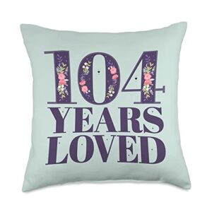 104 years old floral theme | 104 years loved throw pillow