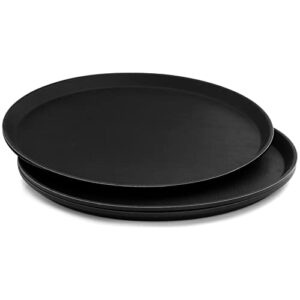 TOPZEA 3 Pack Large Restaurant Serving Tray, 16 Inch Plastic Round Serving Tray, Server Tray Non-Skid Tray Bar Tray Drink Tray Cafeteria Tray Food Serving Tray for Coffee Table, Hotel, Party