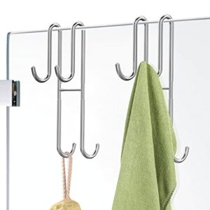 cerbonny shower door hooks, 2 pack extended double towel hooks for bathroom frameless glass shower door, heavy duty stainless steel bathroom hanger without perforation