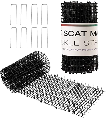 Hmdivor 118"x 11.8" Cat Scat Mat with Spikes, Prickle Strips Digging Stopper Outdoor Deterrent Mat for Indoor Garden Includes 8 Garden Staples