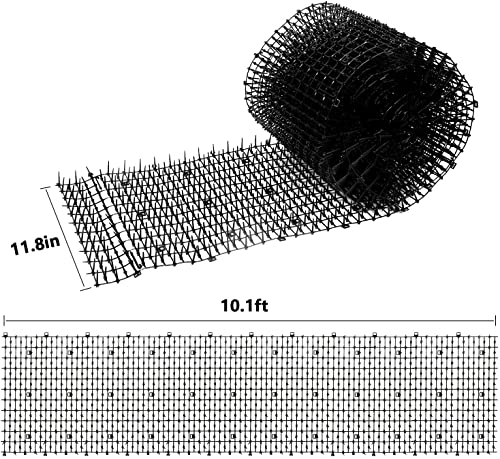 Hmdivor 118"x 11.8" Cat Scat Mat with Spikes, Prickle Strips Digging Stopper Outdoor Deterrent Mat for Indoor Garden Includes 8 Garden Staples