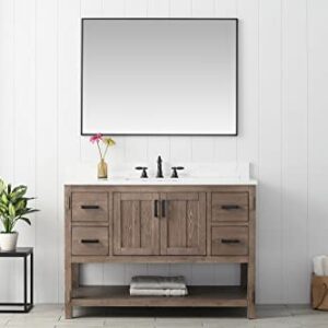 UrbanFurnishing.net - Harvey 48-Inch (48") Rustic Modern Farmhouse Bathroom Vanity - Brown Spruce