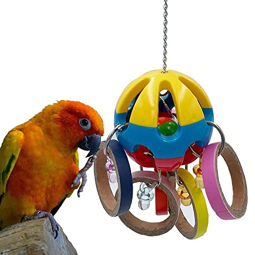 GILYGI Bird Parrot Plastic Ball Toys with Colorful Cardboard Bagel and Acrylic Pacifiers for Parrot African Grey Cockatoo Cockatiel Sun Conures