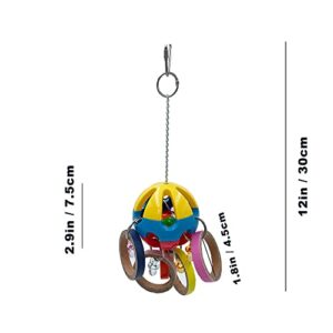 GILYGI Bird Parrot Plastic Ball Toys with Colorful Cardboard Bagel and Acrylic Pacifiers for Parrot African Grey Cockatoo Cockatiel Sun Conures