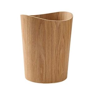 bisozer wood trash can, round stackable wastebasket, natural wood garbage recycling bin for bathrooms, powder rooms, kitchens, home offices (b-light wood)