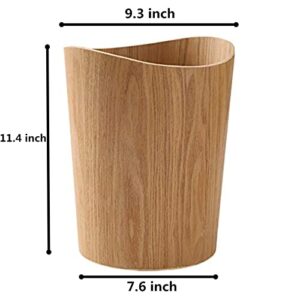 BISOZER Wood Trash Can, Round Stackable Wastebasket, Natural Wood Garbage Recycling Bin for Bathrooms, Powder Rooms, Kitchens, Home Offices (B-Light Wood)