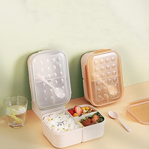 ZOOFOX Set of 3 Bento Box, Leak Proof Lunch Box with 3 Compartments, Reusable Lunch Dinner Containers for Adults, Microwave Safe and Dishwasher Safe (Spoon Included)