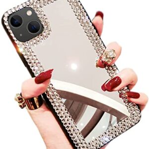 Poowear for iPhone 13 Case 3D Glitter Sparkle Bling Mirror Case Luxury Shiny Crystal Rhinestone Diamond Bumper Clear Protective Case Cover for Women for iPhone 13 6.1"