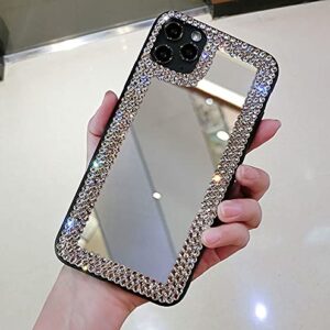 Poowear for iPhone 13 Case 3D Glitter Sparkle Bling Mirror Case Luxury Shiny Crystal Rhinestone Diamond Bumper Clear Protective Case Cover for Women for iPhone 13 6.1"