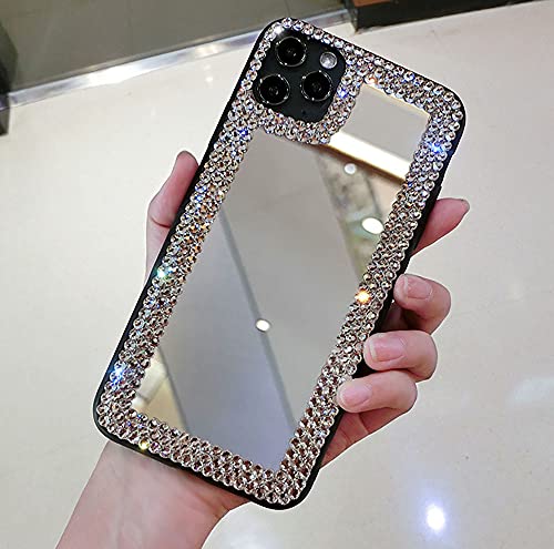 Poowear for iPhone 13 Case 3D Glitter Sparkle Bling Mirror Case Luxury Shiny Crystal Rhinestone Diamond Bumper Clear Protective Case Cover for Women for iPhone 13 6.1"