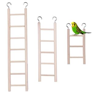 jope 3 sizes wooden bird ladder for cage, bird parrot step ladders toys, cage hanging pet cage ladders climbing ladder for parakeets, parrots, cockatoo, lovebirds