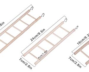JOPE 3 Sizes Wooden Bird Ladder for Cage, Bird Parrot Step Ladders Toys, Cage Hanging Pet Cage Ladders Climbing Ladder for Parakeets, Parrots, Cockatoo, Lovebirds