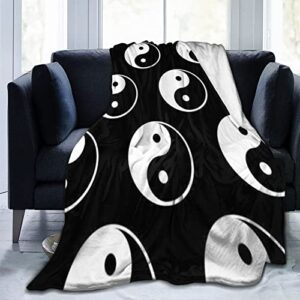 yin and yang pattern print throw blanket, 60"x50" ultra-soft blanket for your couch sofa and living space