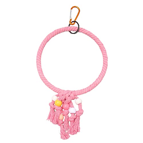 Yirtree Bird Toy Relieve Boredom Easy-Hanging Pet Parrot Birds Swing Cage Toy for Parakeet Pink L