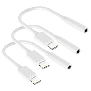 [apple mfi certified] 3 pack lightning to 3.5 mm headphone jack adapter, iphone to 3.5mm audio aux jack adapter dongle cable converter headphone adapter for iphone 13 13 pro 12 11 xr xs x 8 7 ipad