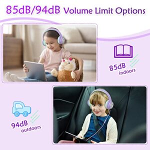 Kids Headphones with Microphone, Wired Headsets for Children Teens Boys Girls with 85dB/94dB Volume Limit, Foldable Adjustable for School, Travel, 3.5mm Audio Jack for iPad, Tablet, PC, Chromebook