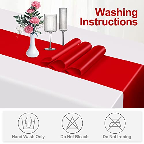 HGHDBT Satin Red Table Runner - 12x108inch 2 Pack Table Runners for Rectangle/Round Table Dining Party Wedding Brithday Christmas Decorations