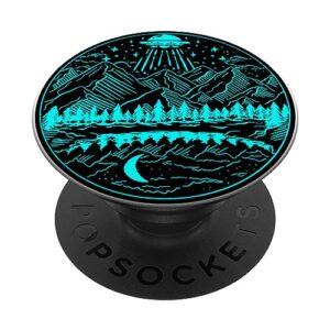 galaxy ufo abduction space astronaut nature lake moon alien popsockets standard popgrip
