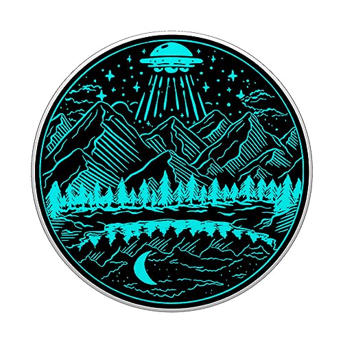 Galaxy UFO Abduction Space Astronaut Nature Lake Moon Alien PopSockets Standard PopGrip