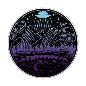 Galaxy UFO Abduction Space Astronaut Nature Lake Moon Alien PopSockets Standard PopGrip